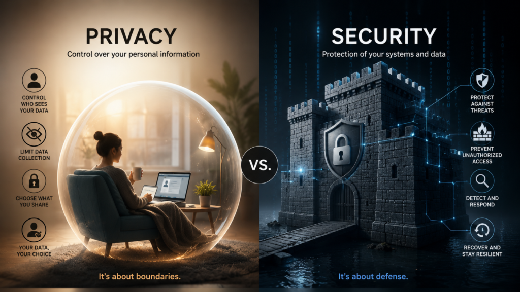 Infographic depicting privacy vs security